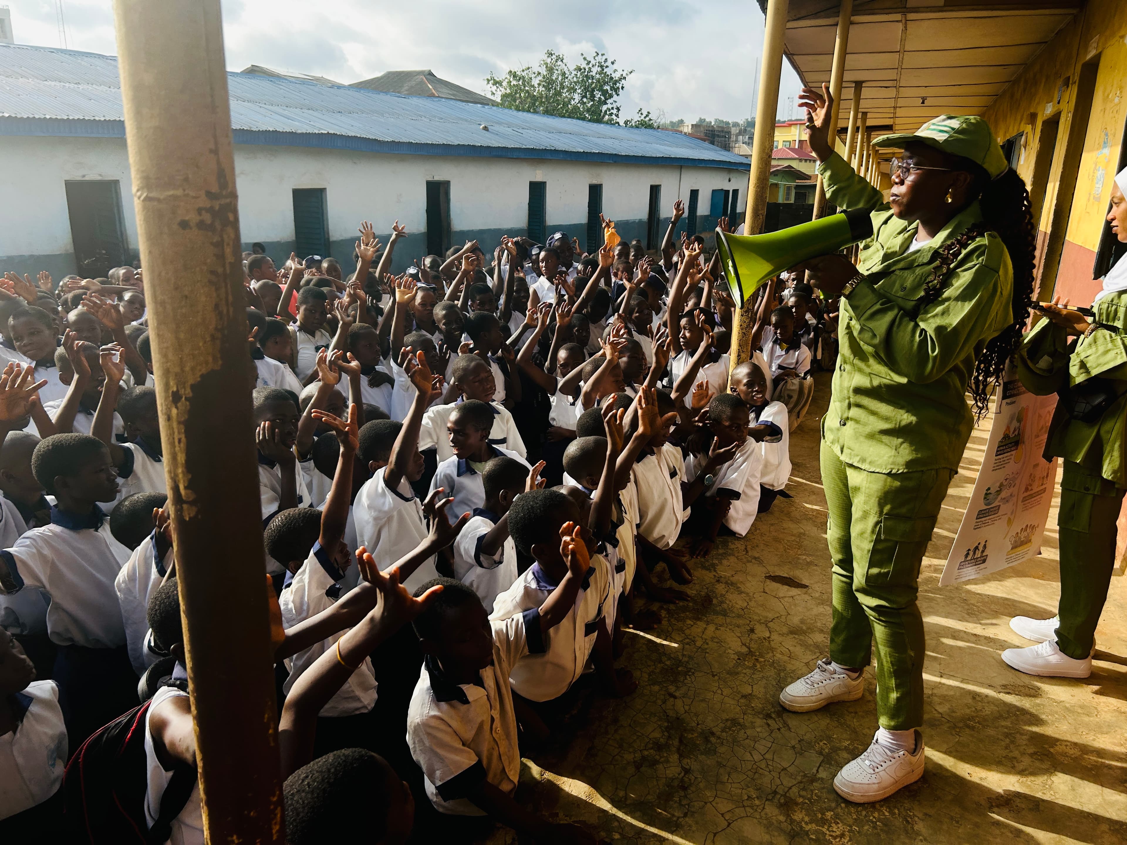 Students at an ACHII climate-health school outreach assembly